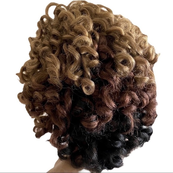 New Lace Front Wig Light Brown, Black, Brunette Big Wavy Curls, Synthetic NWT - Picture 4 of 7